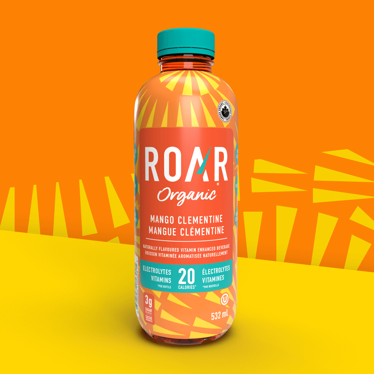 Roar Organic Mango Clementine Vitamin Enhanced Beverage, 532mL/18.6 fl. oz., Bottle {Imported from Canada}