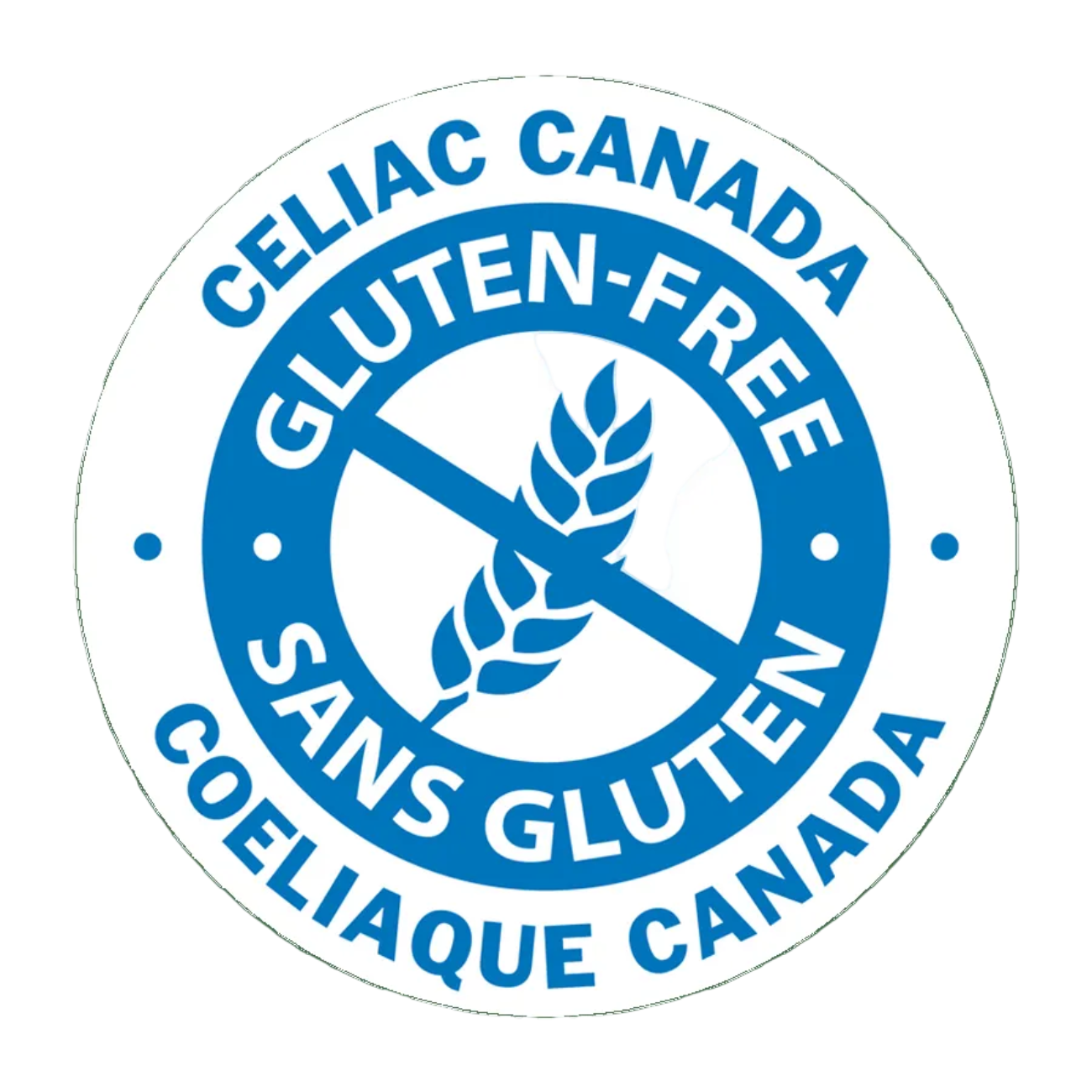 Celiac Canada gluten-free logo on a green background