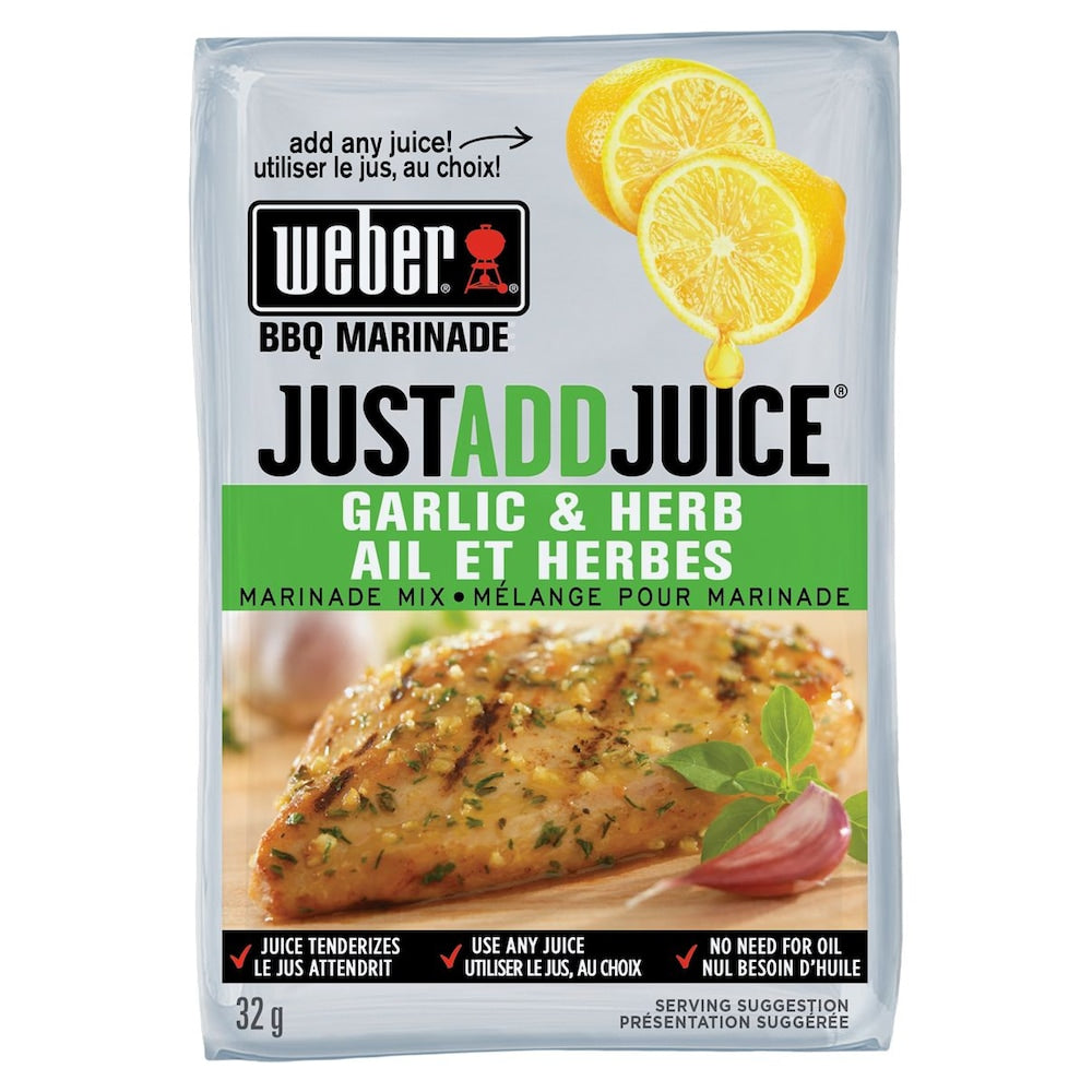 Weber Just Add Juice Garlic & Herb BBQ Marinade Mix, 32g/1.12 oz. Pouch
