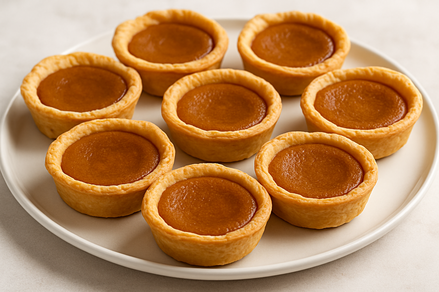 Pumpkin spice butter tarts on a serving plate