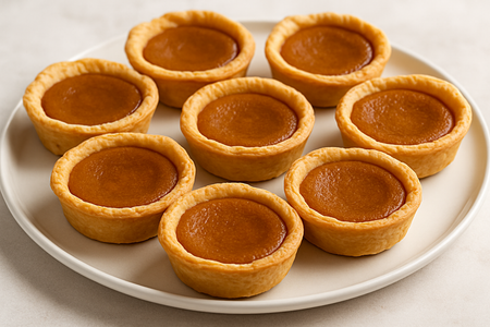 Pumpkin spice butter tarts on a serving plate