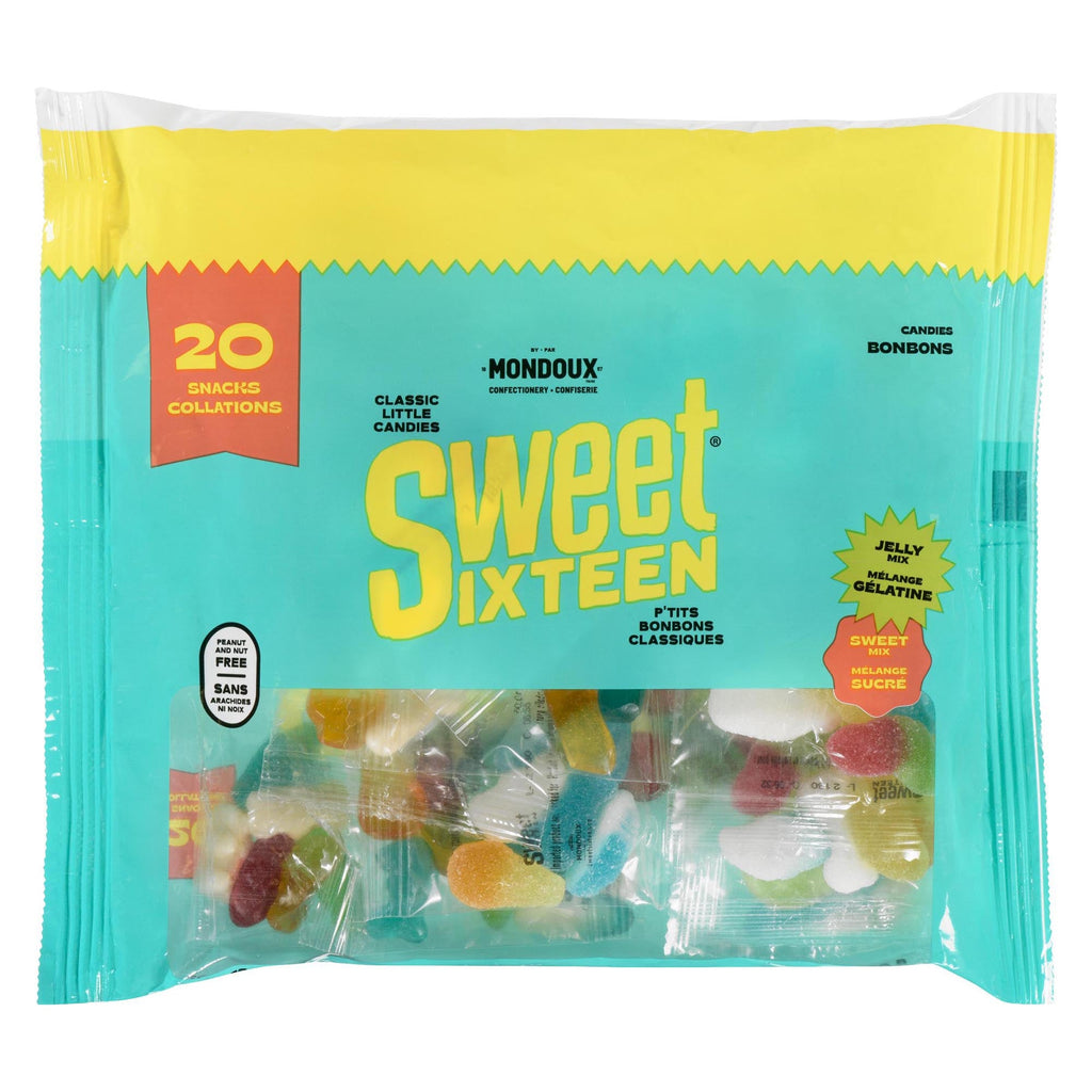 Mondoux Sweet Sixteen Jelly Mix & Sweet Mix Gummy Candy, Halloween Candy, 20 packets, 300g/10.5 oz. Bag