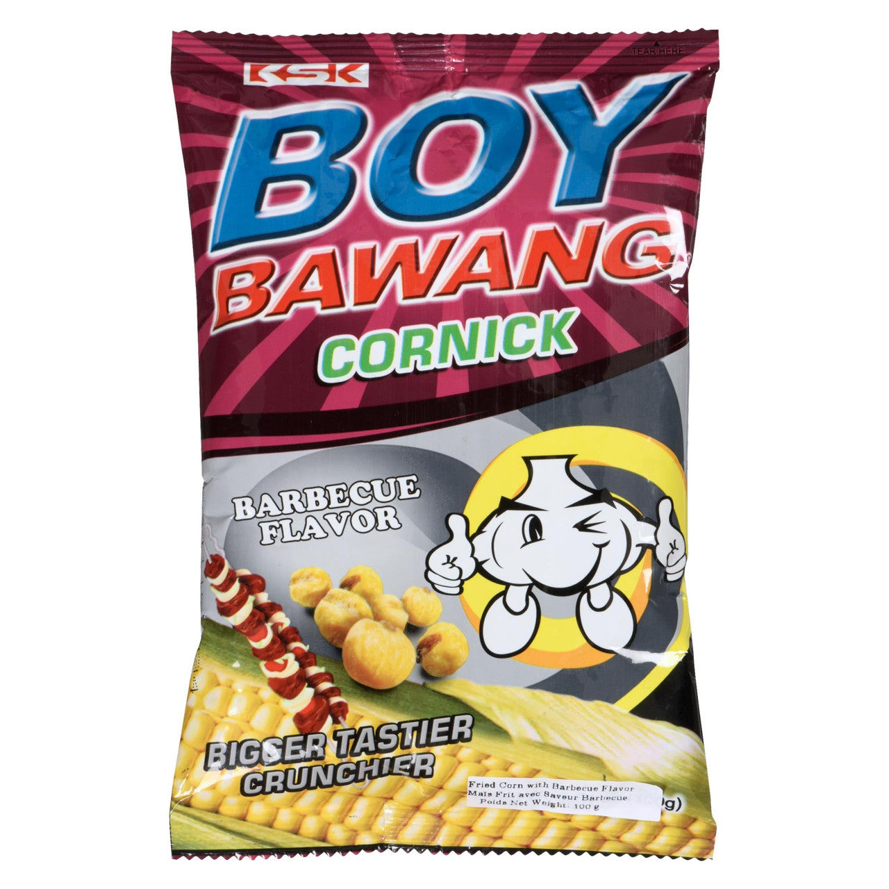 Boy Bawang Cornick Barbeque Flavored Fried Corn, 90g/3.17 oz. Bag {Imported from Canada}