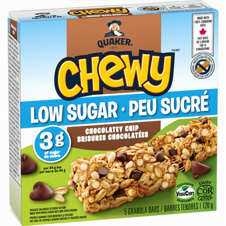 Quaker Chewy Chocolatey Chip Low Sugar Granola Bars 120g – second angled product view
