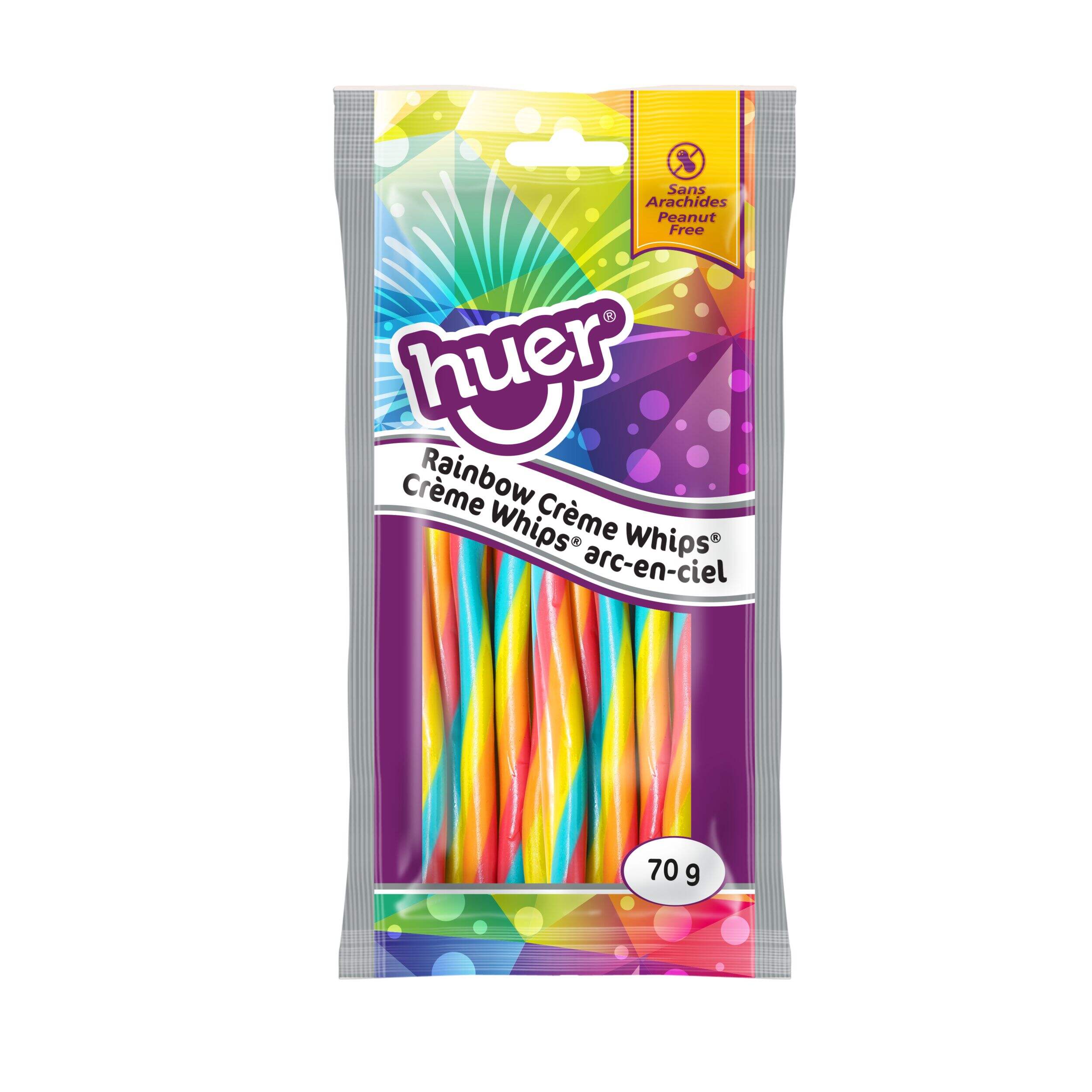 Huer Rainbow Creme Whips Gummy Candy, 70g/2.5 oz