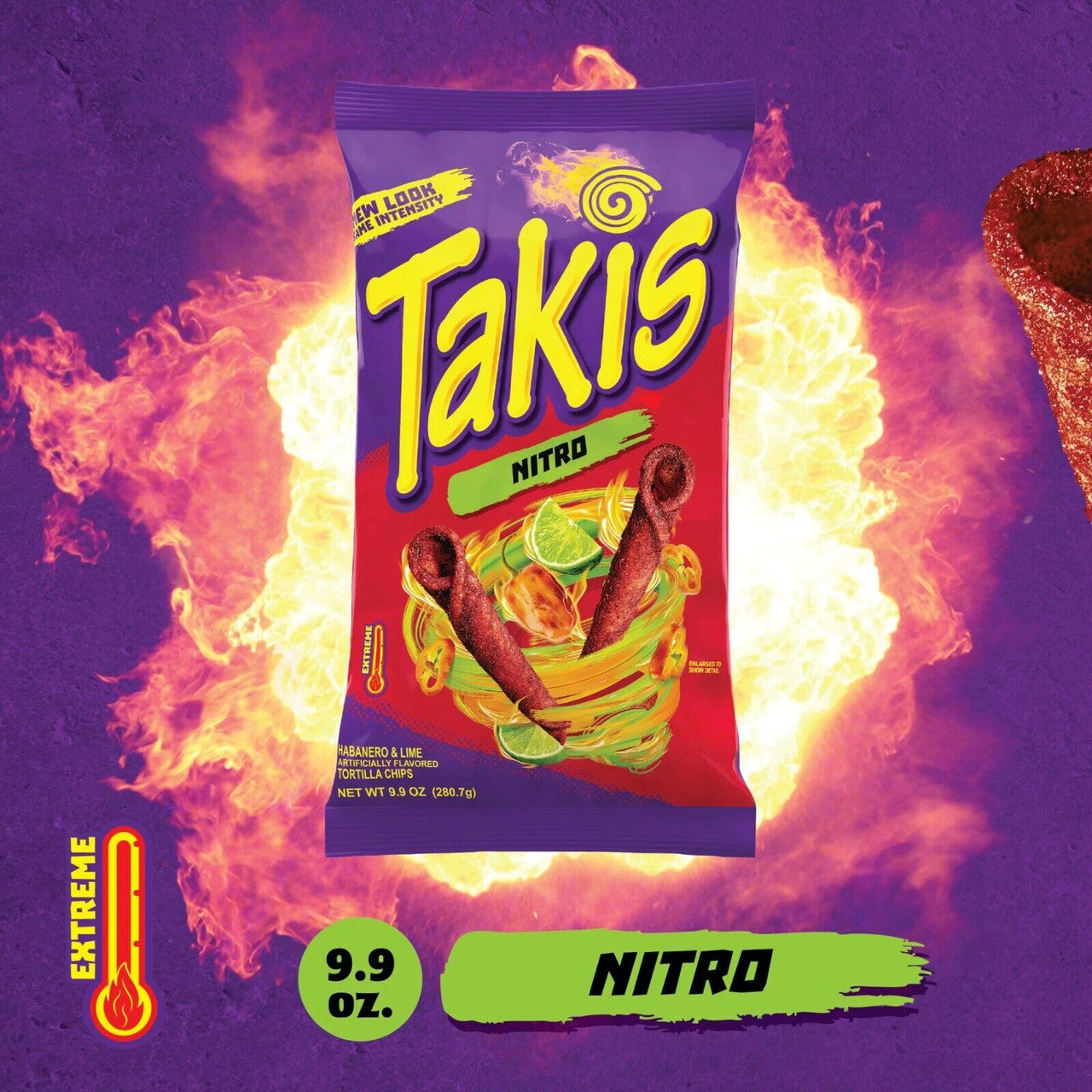 Takis Rolled Tortilla Chips, Nitro Flavor, 280g/9.9 oz. {Imported from Canada}