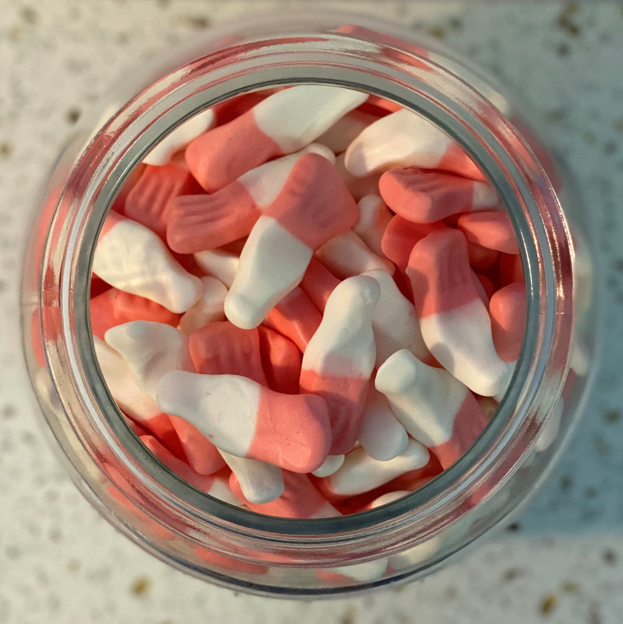 HUER Strawberry Frosty Bottles Gummy Candy, 50g/1.8 oz., Peg Bag, {Imported from Canada}