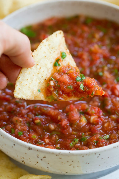 Chi-Chi's Mild Thick & Chunky Salsa, 454g, salsa in a bowl.
