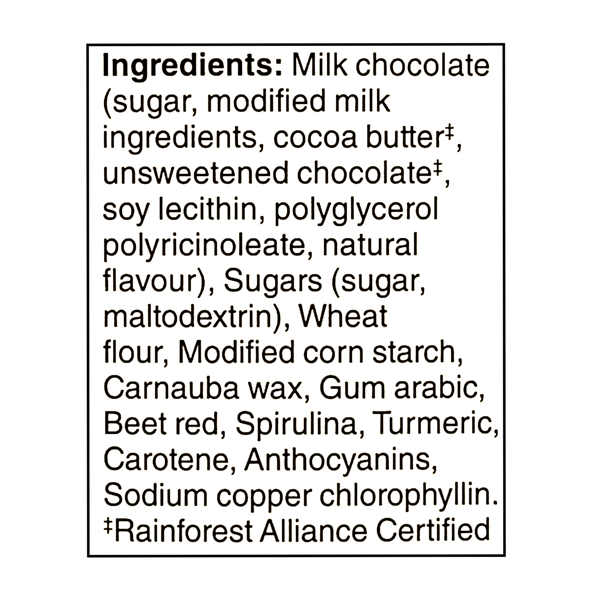 Nestle Chocolate Smarties Pantry Size 800g - Ingredients