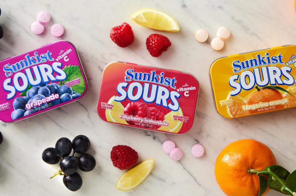 Sunkist Tangerine Orange Sugar Free Sour Candies, 50g/1.76 oz. Travel Box, {Imported from Canada}