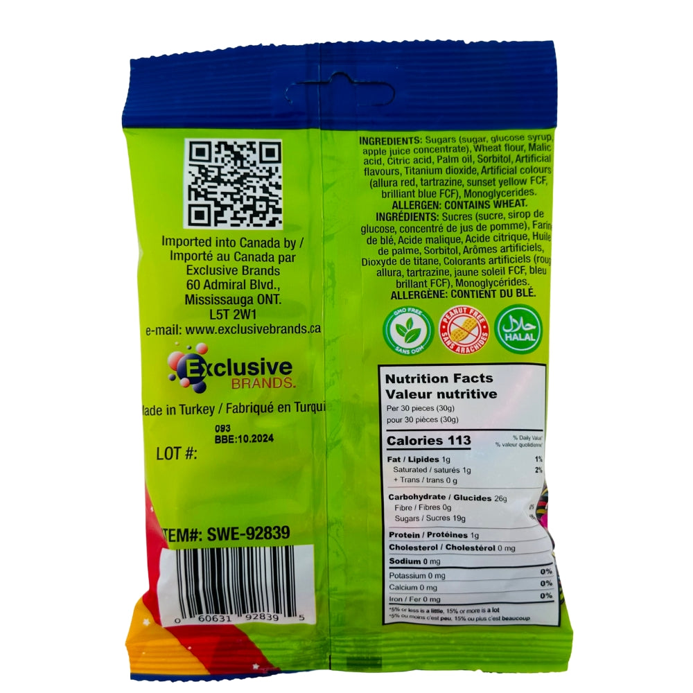 Tajubo Sour String Gummies, Sour Rainbow Flavors, 80g/2.8 oz. Bag {Imported from Canada}