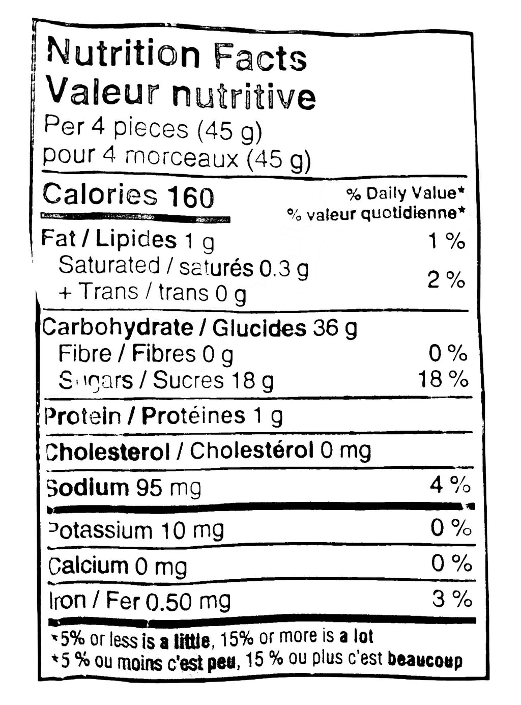 Twizzlers Peach Twists Candy, 453g/16 oz., nutrition facts label.