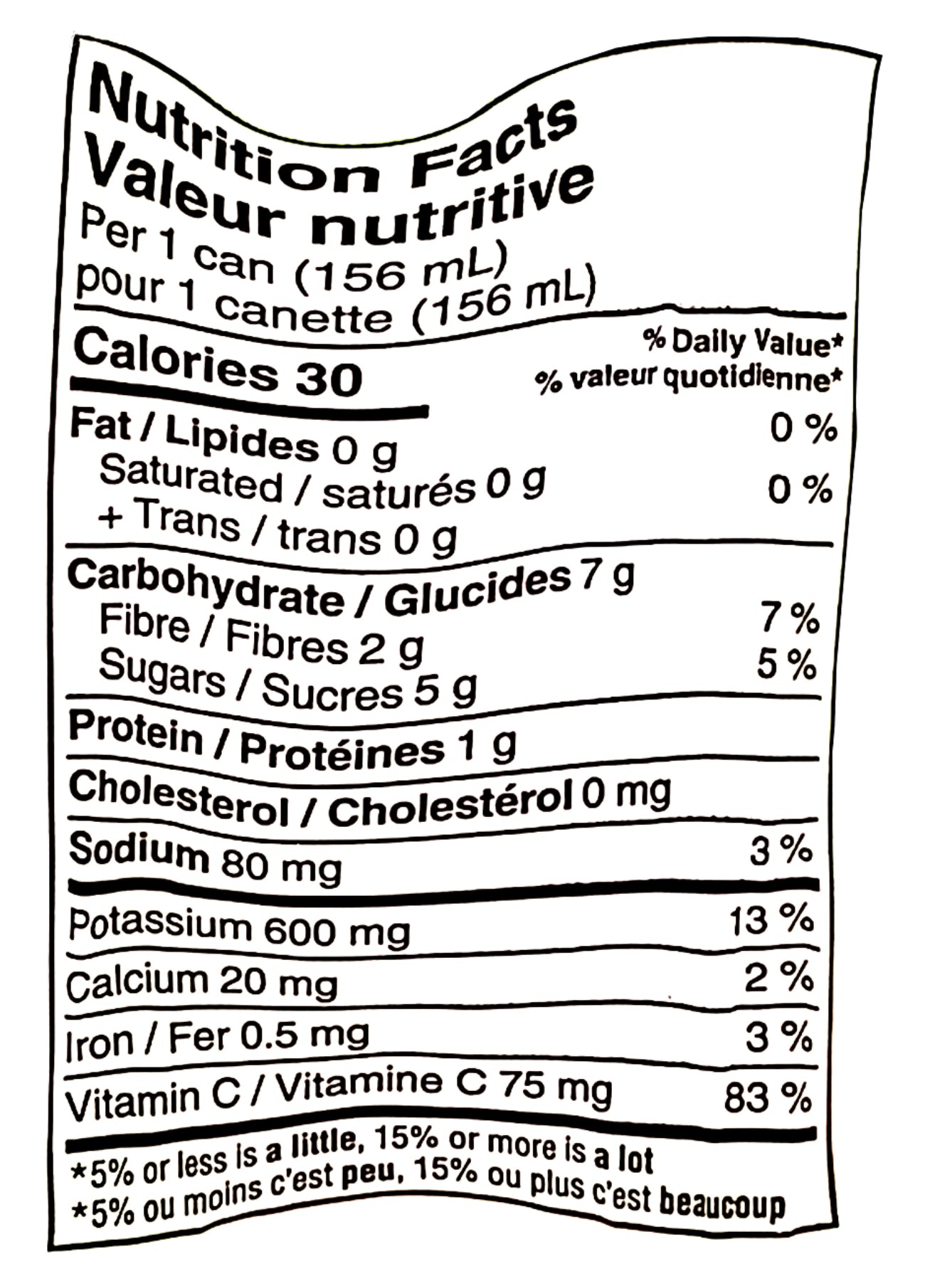 Nutrition facts label for V8 Low Sodium Vegetable Cocktail Juice with various nutritional values listed.
